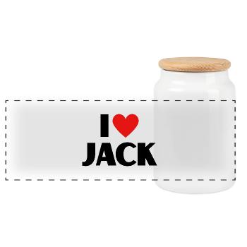 I love Jack Rotes Herz Liebe Fan Geschenk - Panorama Keksdose mit Holzdeckel - Weiß - Vorne