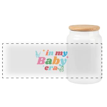 In My Baby Era – Bunt & Verspielt - Panorama Keksdose mit Holzdeckel - Weiß - Vorne