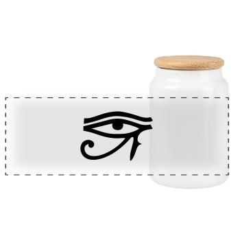 Eye of Horus - Panoramic Cookie Jar with Wooden Lid - white - Front