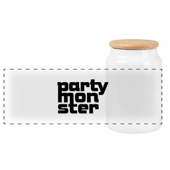 Partymonster-Font No. 1 - Panoramic Cookie Jar with Wooden Lid - white - Front