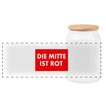 die mitte ist rot - Panorama Keksdose mit Holzdeckel - Weiß - Vorne