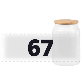 67 speaks youth language - Panoramic Cookie Jar with Wooden Lid - white - Front