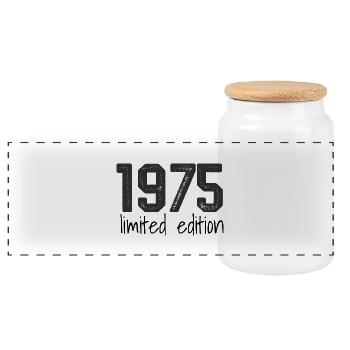1975 Limited Edition Retro Geburtstag Jahrgang Des - Panorama Keksdose mit Holzdeckel - Weiß - Vorne