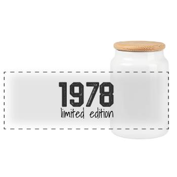 1978 Limited Edition Retro Geburtstag Jahrgang Des - Panorama Keksdose mit Holzdeckel - Weiß - Vorne