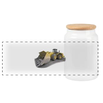 bulldozer - Panoramic Cookie Jar with Wooden Lid - white - Front