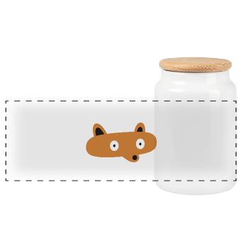 fox - Panoramic Cookie Jar with Wooden Lid - white - Front