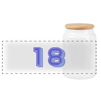 18. 18 YEARS OLD. 18th ANNIVERSARY. 18 BIRTHDAY. - Panoramic Cookie Jar with Wooden Lid - white - Front