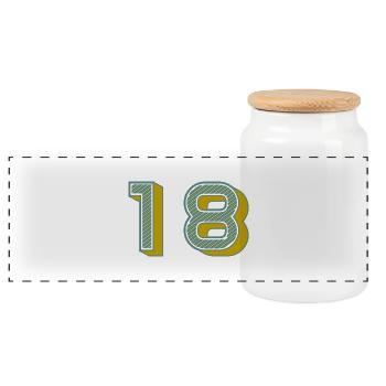 18. 18 YEARS OLD. 18th ANNIVERSARY. 18 BIRTHDAY. - Panoramic Cookie Jar with Wooden Lid - white - Front
