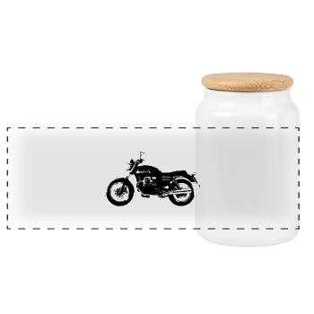 motor - Panoramic Cookie Jar with Wooden Lid - white - Front