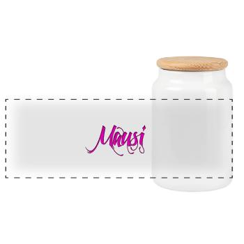 Mausi_-_ - Panoramic Cookie Jar with Wooden Lid - white - Front
