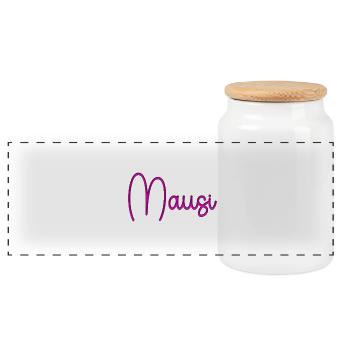 Mausi_2026 - Panoramic Cookie Jar with Wooden Lid - white - Front