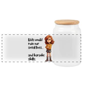 Kids would ruin our social lives... - Panorama Keksdose mit Holzdeckel - Weiß - Vorne