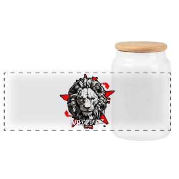 Lion - Boîte à biscuits avec couvercle en bois - blanc - Devant