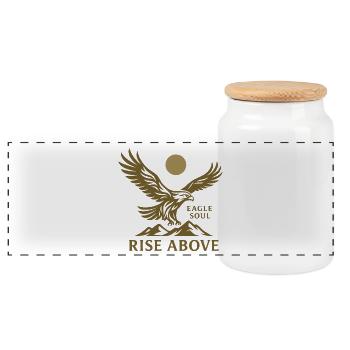 Eagle Soul – Rise Above - Panoramic Cookie Jar with Wooden Lid - white - Front