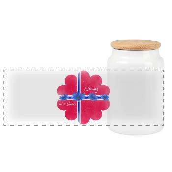 Norway Norway Flag Flowers - Panoramic Cookie Jar with Wooden Lid - white - Front