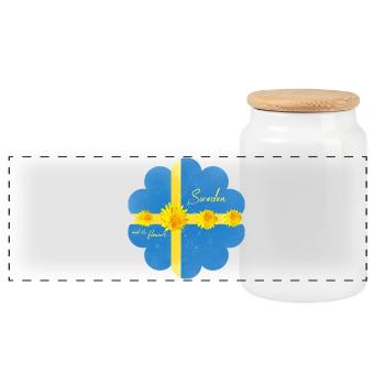 Suède Fleurs Solstice d’été - Boîte à biscuits avec couvercle en bois - blanc - Devant
