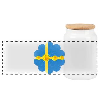Suède Pissenlit Fleurs Suède Drapeau - Boîte à biscuits avec couvercle en bois - blanc - Devant
