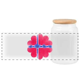Norway Flowers Norway Flag Chicory - Panoramic Cookie Jar with Wooden Lid - white - Front