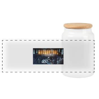 Maxcontrol 1 - Panoramic Cookie Jar with Wooden Lid - white - Front