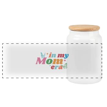 In My Mom Era – Colorful & Playful - Panoramic Cookie Jar with Wooden Lid - white - Front