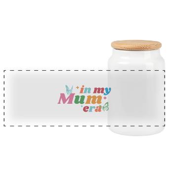 In My Mum Era – Bunt & Verspielt - Panorama Keksdose mit Holzdeckel - Weiß - Vorne