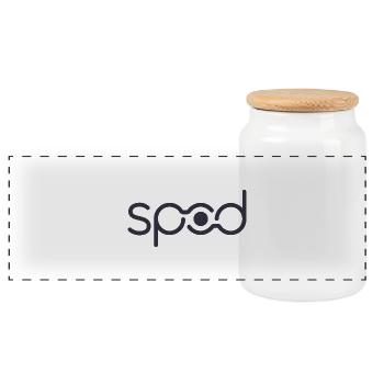 SPOD Logo - Panorama Keksdose mit Holzdeckel - Weiß - Vorne
