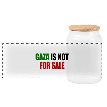 gaza is not for sale - Panoramic Cookie Jar with Wooden Lid - white - Front