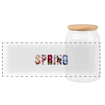 Spring - Frühlingsdesign - Panorama Keksdose mit Holzdeckel - Weiß - Vorne