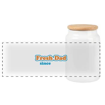 Fresh Dad Since – Colorful Statement - Panoramic Cookie Jar with Wooden Lid - white - Front