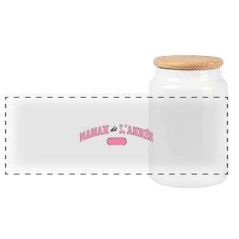 Maman de l'année – French Mom Statement - Panoramic Cookie Jar with Wooden Lid - white - Front
