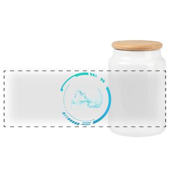 Human head X-ray image - Panoramic Cookie Jar with Wooden Lid - white - Front