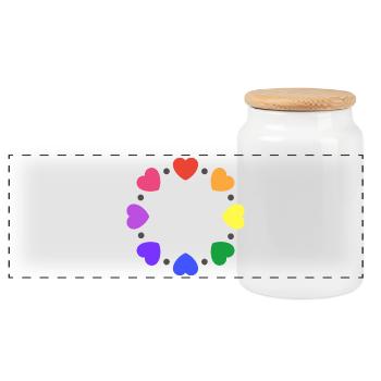 Rainbow Hearts - Panoramic Cookie Jar with Wooden Lid - white - Front