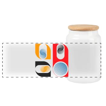 Motif géométrique (formes, coloré) - Boîte à biscuits avec couvercle en bois - blanc - Devant