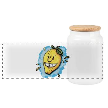 Spritzig / Sauer / Zitrone / Limonade / Sommer - Panorama Keksdose mit Holzdeckel - Weiß - Vorne
