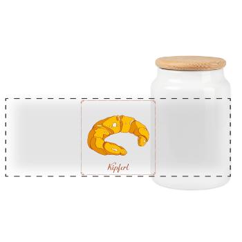 Breakfast croissants crisp and smart and sweet - Panoramic Cookie Jar with Wooden Lid - white - Front