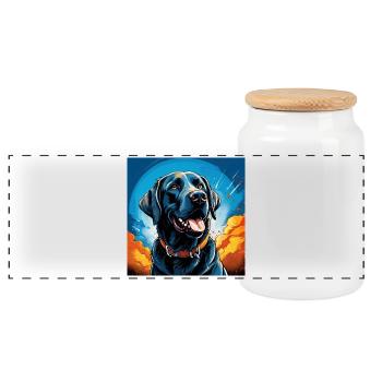 Popartlabrador - Panoramic Cookie Jar with Wooden Lid - white - Front