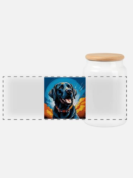 Popartlabrador - Panoramic Cookie Jar with Wooden Lid - white