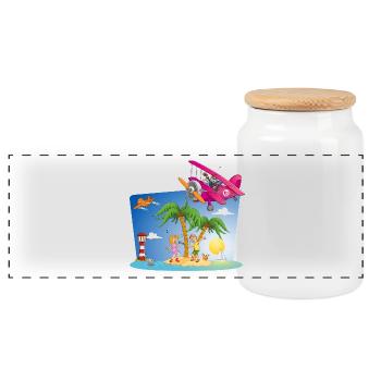 Cheerful and colorful summer illustration. - Panoramic Cookie Jar with Wooden Lid - white - Front