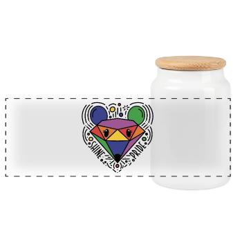 Shine Pride / LGBTQIA+ / pridedesigncontest2024 - Panoramic Cookie Jar with Wooden Lid - white - Front