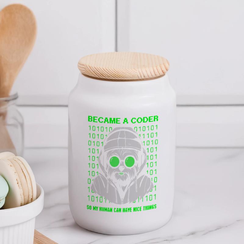 Devenu codeur – Cyber Dog Binary Boîte à biscuits avec couvercle en bois
