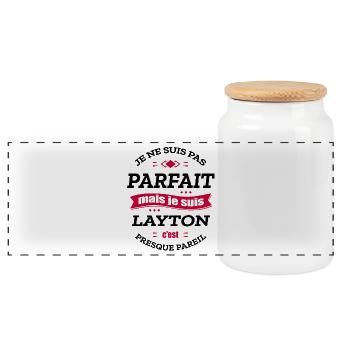 LAYTON PARFAIT - PRENOM LAYTON - Boîte à biscuits avec couvercle en bois - blanc - Devant