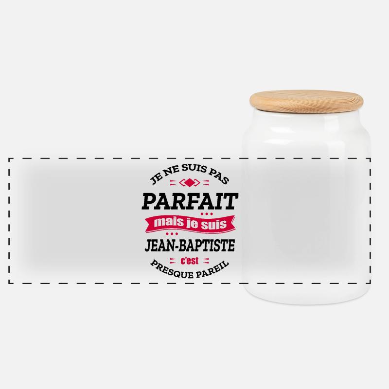 JEAN-BAPTISTE PARFAIT - PRENOM JEAN-BAPTISTE - Boîte à biscuits avec couvercle en bois - blanc