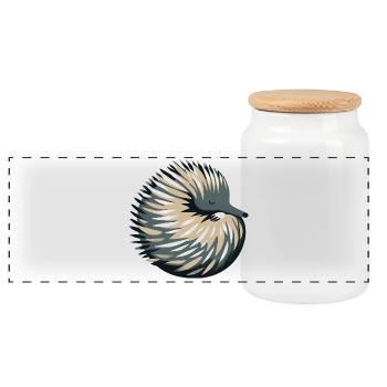 Echidna - Panoramic Cookie Jar with Wooden Lid - white - Front