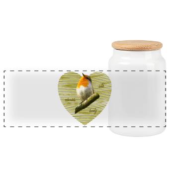 Rotkehlchen Singvogel - Panorama Keksdose mit Holzdeckel - Weiß - Vorne