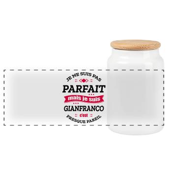 GIANFRANCO PARFAIT - PRENOM GIANFRANCO - Boîte à biscuits avec couvercle en bois - blanc - Devant