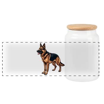 Deutscher Schäferhund German Shepherd dog Owczarek - Panoramic Cookie Jar with Wooden Lid - white - Front