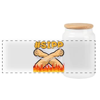 #SIPP - Panoramic Cookie Jar with Wooden Lid - white - Front