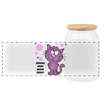Can these eyes lie? - Panoramic Cookie Jar with Wooden Lid - white - Front