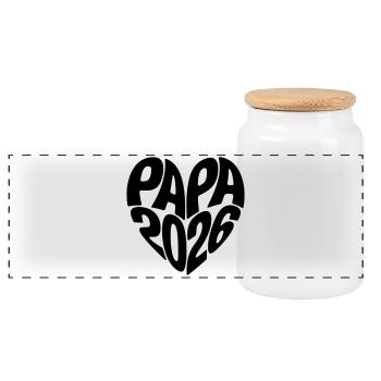 Papa 2026 - Panorama Keksdose mit Holzdeckel - Weiß - Vorne