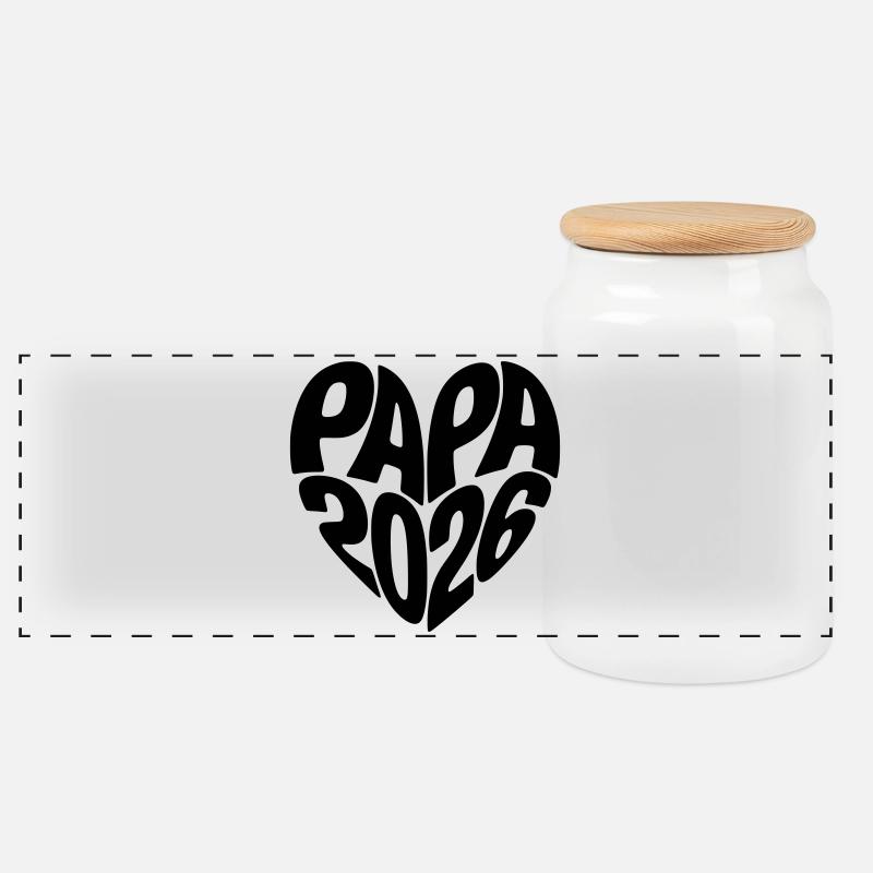 Papa 2026 - Panorama Keksdose mit Holzdeckel - Weiß